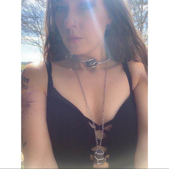 NEW✨wire wrap caged Smoky Quartz gemstone choker - Picture 8 of 8